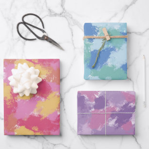 Colourful Abstract Brush Strokes Gift Wrap