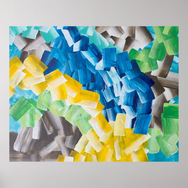Colourful Abstract Brushstroke Pattern Poster (Front)