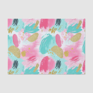 Colourful Abstract Brushstrokes - Mint & Pink (1) Tissue Paper
