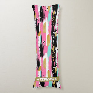 Colourful Abstract Brushstrokes - Mint & Pink (2) Body Cushion