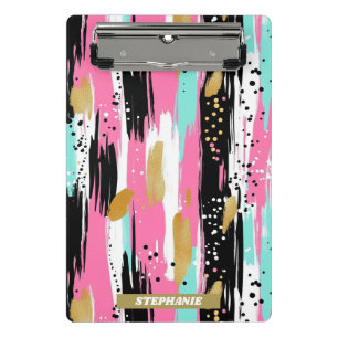 Colourful Abstract Brushstrokes - Mint & Pink (2) Mini Clipboard