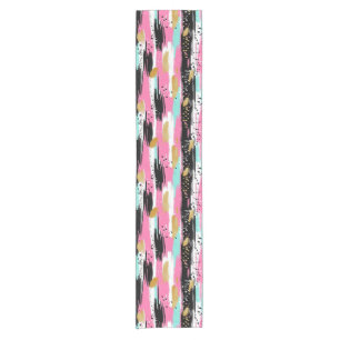 Colourful Abstract Brushstrokes - Mint & Pink (2) Short Table Runner