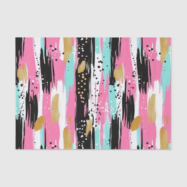 Colourful Abstract Brushstrokes - Mint & Pink (2) Tissue Paper (Front)