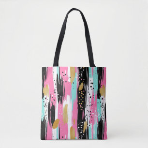 Colourful Abstract Brushstrokes - Mint & Pink (2) Tote Bag