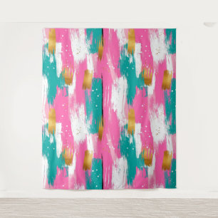Colourful Abstract Brushstrokes - Mint & Pink (3) Tapestry