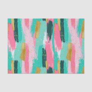 Colourful Abstract Brushstrokes - Mint & Pink (4) Tissue Paper