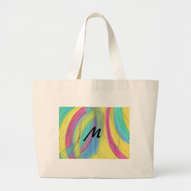 Colourful Abstract Brushstrokes Monogram Bags (Front)