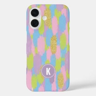 Colourful Abstract Brushstrokes Pattern Monogram iPhone 16 Case