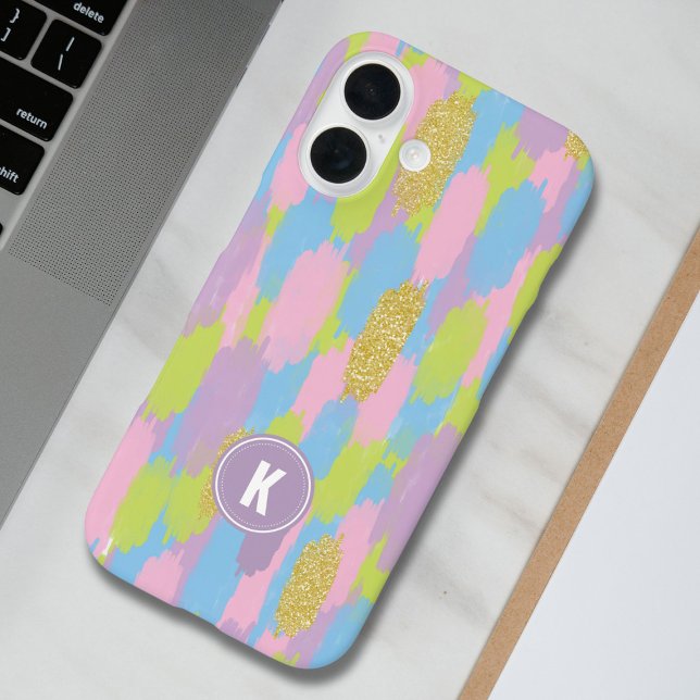 Colourful Abstract Brushstrokes  Pattern Monogram Case-Mate iPhone Case (Creator Uploaded)