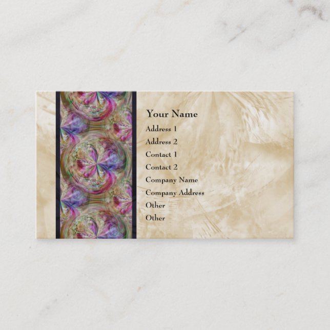 Colourful Abstract Bubble Pattern Ribbon Border Business Card (Front)