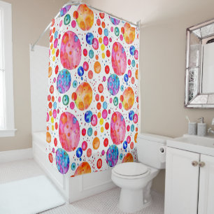 Colourful Abstract Bubbles Watercolor  Shower Curtain