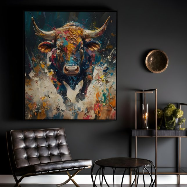 Colourful Abstract Bull Canvas Wall Art for Modern (Creator Uploaded)