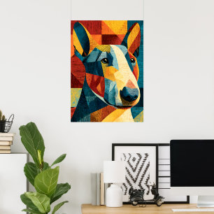 Colourful Abstract Bull Terrier Geometric Poster