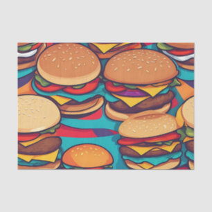 Colourful Abstract Burger with Vibrant Hues Tissue Paper