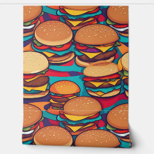 Colourful Abstract Burger with Vibrant Hues Wallpaper