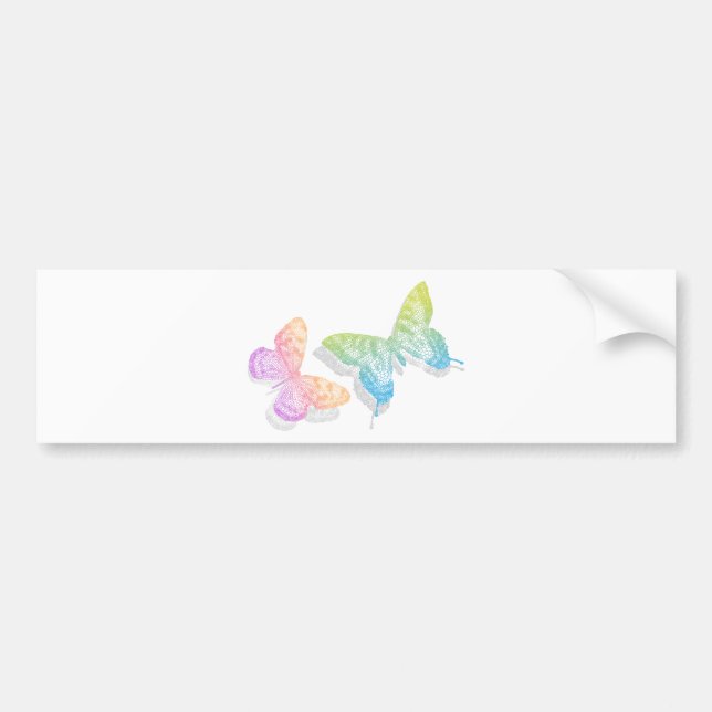 colourful abstract butterflies with shadow bumper sticker (Front)