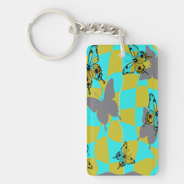 Colourful Abstract Butterfly  Key Ring (Front)