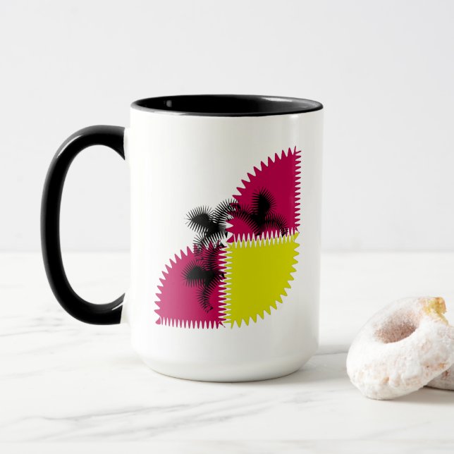 Colourful Abstract Butterfly  Mug (With Donut)