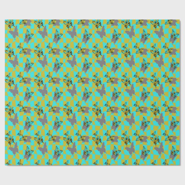 Colourful Abstract Butterfly  Wrapping Paper (Flat)