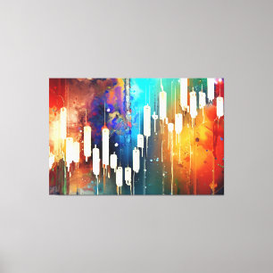 Colourful abstract candlestick chart painting canvas print