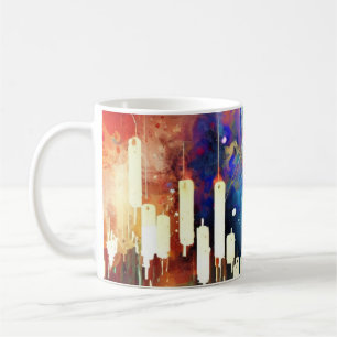 Colourful abstract candlestick chart painting coffee mug
