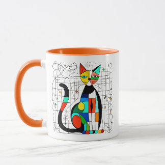 Colourful Abstract Cat Art Cubist Cubism Mug