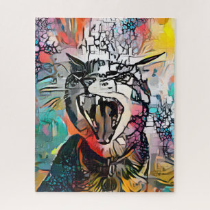 Colourful Abstract Cat Challenging Hard Jigsaw Puzzle