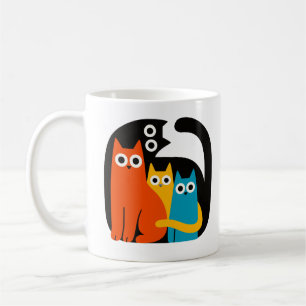 Colourful Abstract Cat Trio Mug