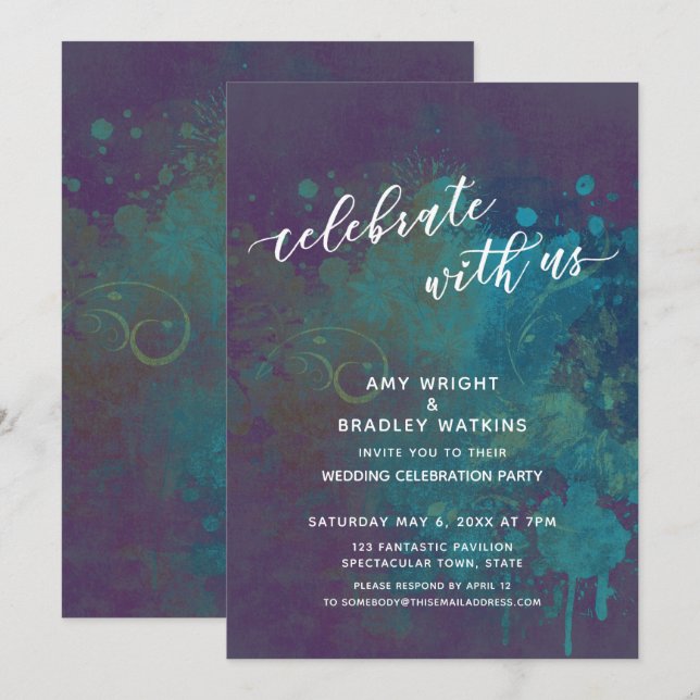 Colourful Abstract Celebrate with Us Reception-Onl Invitation (Front/Back)