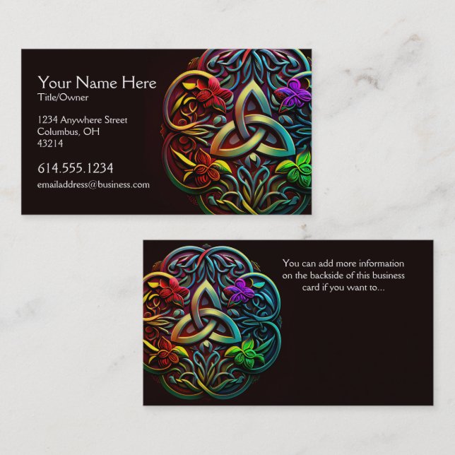 Colourful Abstract Celtic Desig Irish Business Car Card (Front/Back)