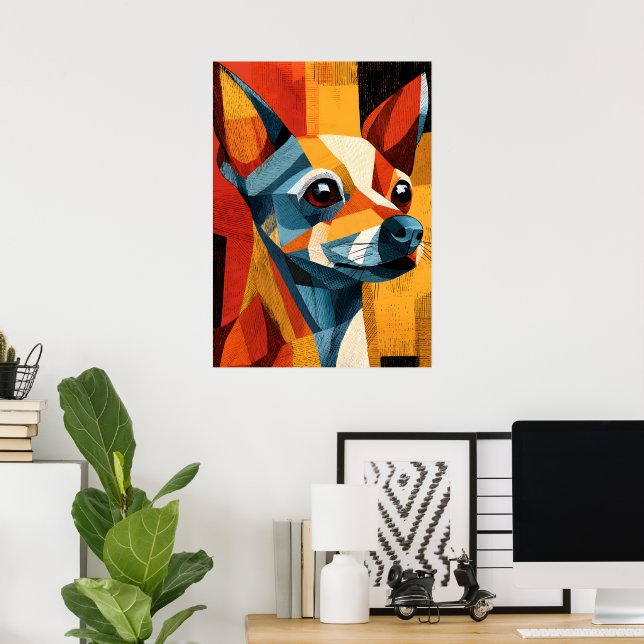 Colourful Abstract Chihuahua Geometric Poster (Home Office)