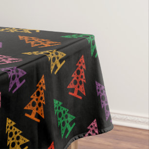 Colourful Abstract Christmas Tree Pattern Tablecloth