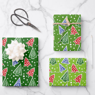 Colourful abstract Christmas trees green holiday Wrapping Paper Sheet