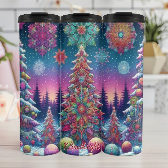 Colourful Abstract Christmas Trees Thermal Tumbler (Creator Uploaded)
