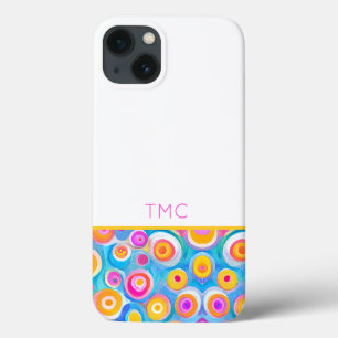 Colourful Abstract Circle Art INITIALS Summer Fun iPhone 13 Case