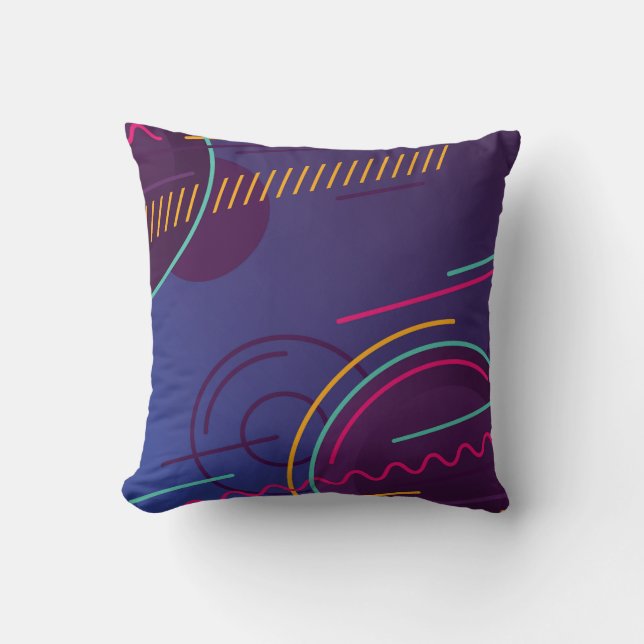 Colourful Abstract Circles, Lines & Cool Shapes Cushion (Front)