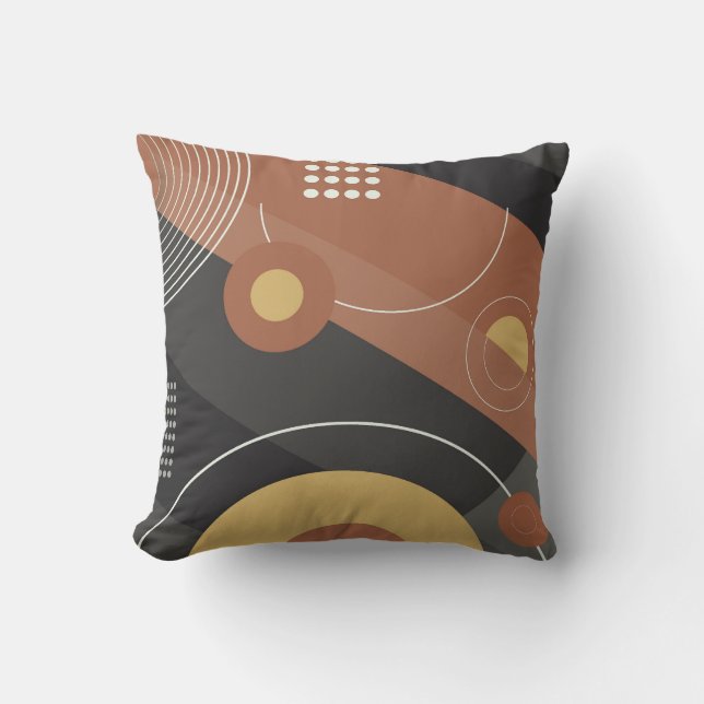 Colourful Abstract Circles, Lines & Dots Cushion (Front)