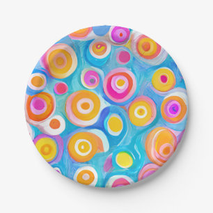 Colourful Abstract Circles Modern Art Artist Fun Paper Plate