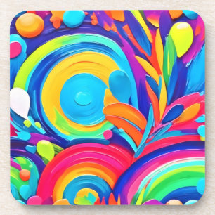 Colourful Abstract Circles Painting Coaster