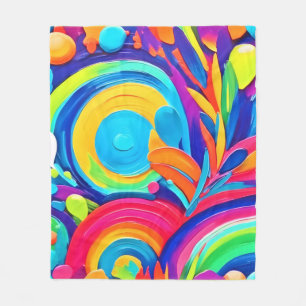 Colourful Abstract Circles Painting Fleece Blanket