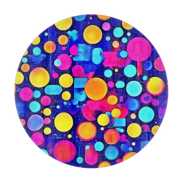 Colourful Abstract Circles Spectrum Cutting Board (Front)