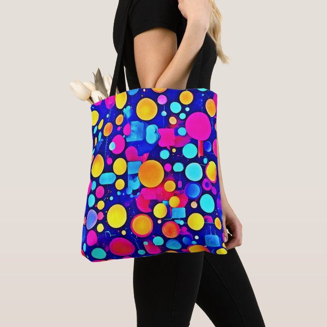 Colourful Abstract Circles Spectrum Tote Bag (Close Up)