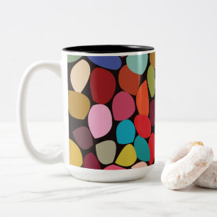Colourful Abstract Circles  Two-Tone Coffee Mug
