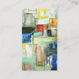 Colourful Abstract Cityscape Original Art Painting Business Card