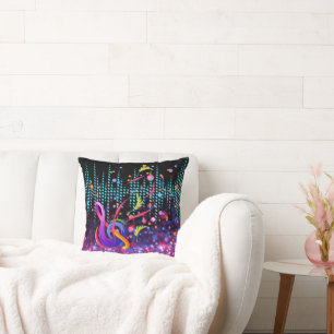 Colourful Abstract Clef Sound Wave Design Cushion