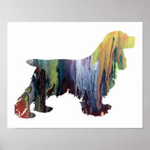 Colourful abstract cocker spaniel silhouette poster