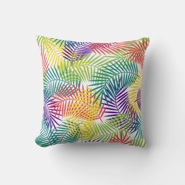 Colourful Abstract Coconut Leafs Pattern Cushion (Front)