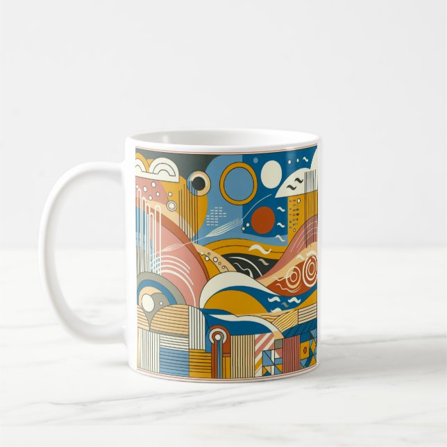 Colourful abstract coffee tea mug cup ceramic (Left)