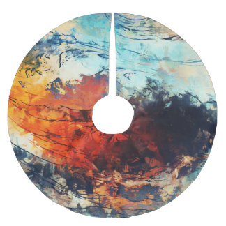 Colourful Abstract Contemporary Artwork Brushed Polyester Tree Skirt