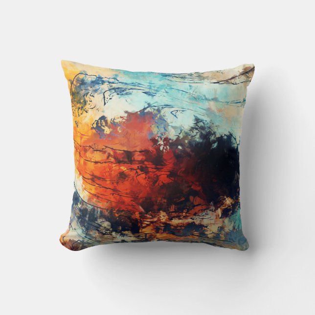 Colourful Abstract Contemporary Artwork Cushion (Front)